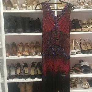 Gatsby Red Black Dress Size Medium 20's Style